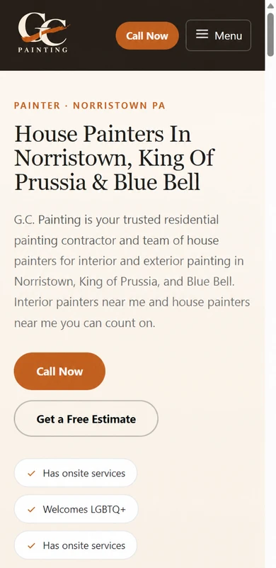 Mobile companion preview with refreshed G.C. Painting branding