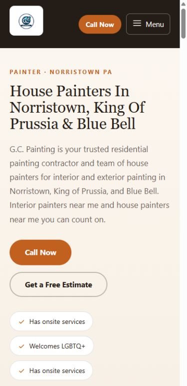 Mobile view of the G.C. Painting companion website