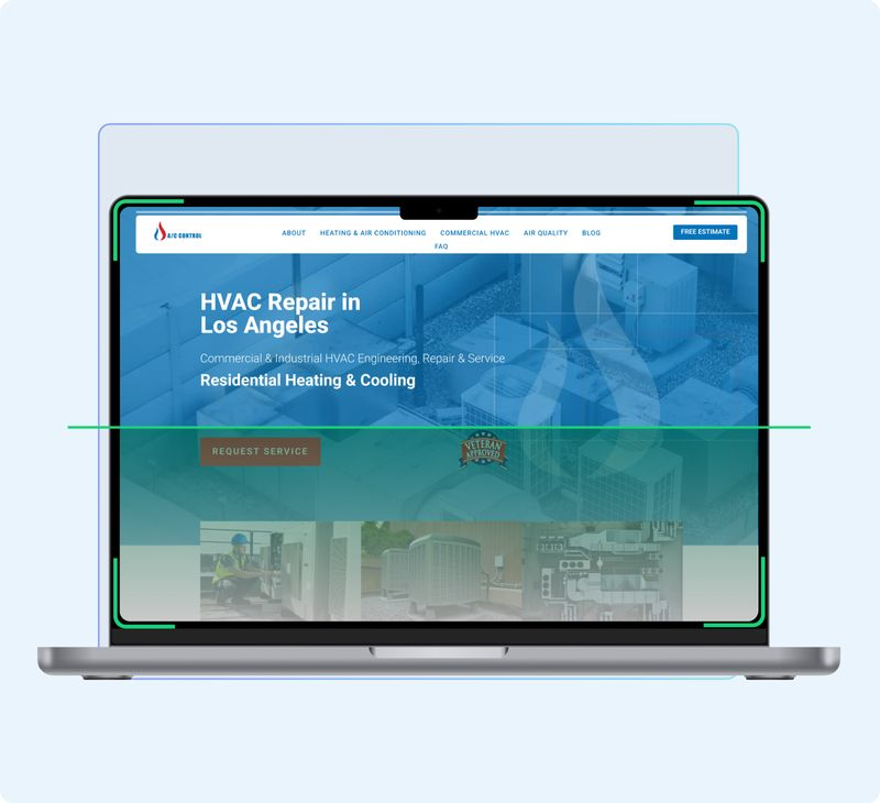 Responsive local service business website displayed on a laptop
