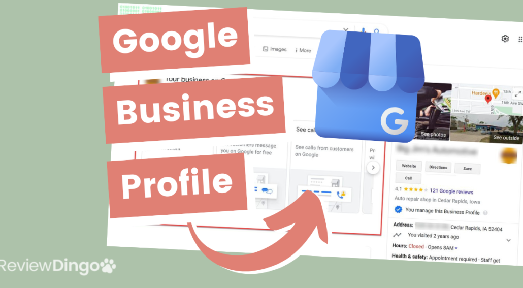 arrow pointing to Google business listing