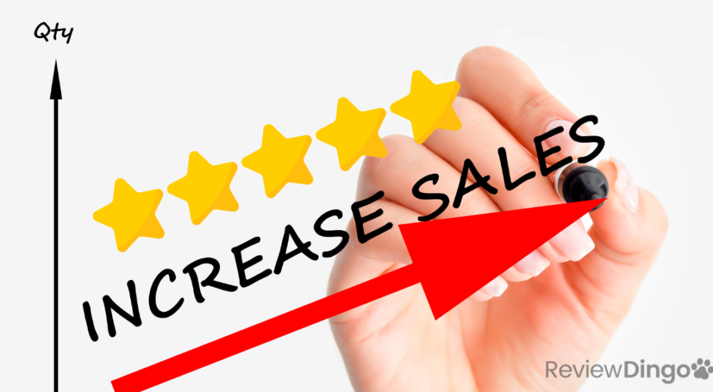 hand drawing an upward arrow showing how to increase sales with a 5-star Google rating