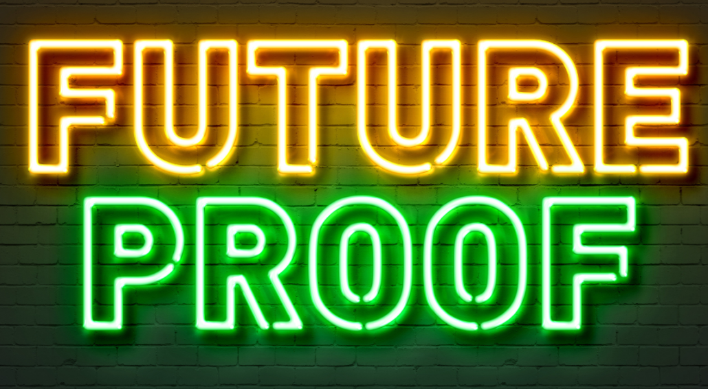 neon sign saying future proof