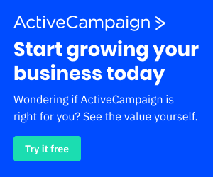ActiveCampaign Sidebar Banner Ad saying Start growing your business today