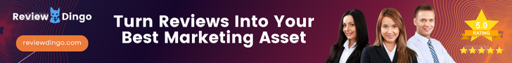 leaderboard banner ad saying turn reviews Into your best marketing asset